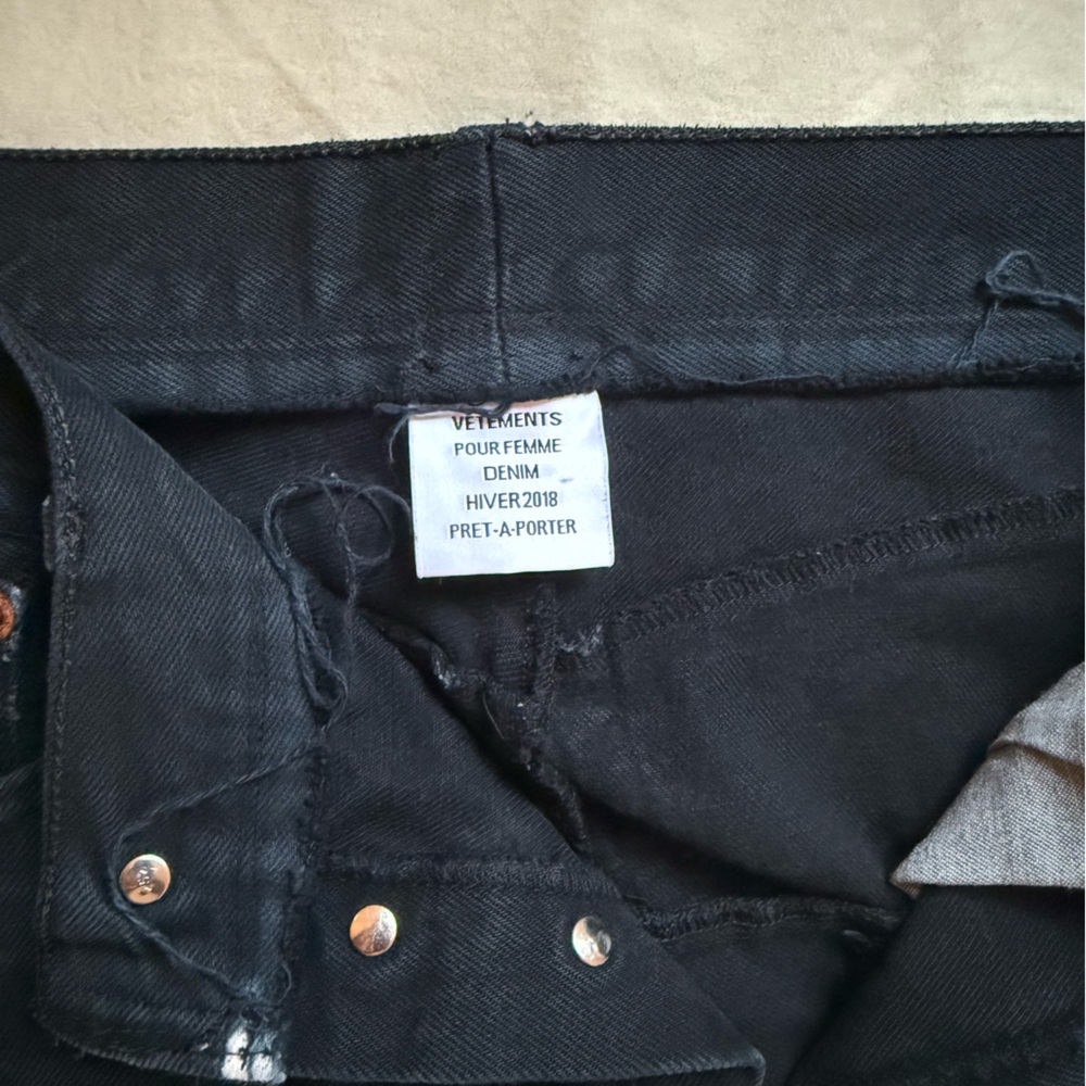 Vetements Black Denim Pants with Silver Buttons